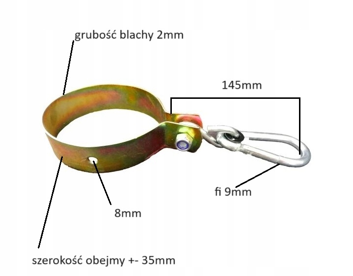 Obejma hak mocowanie huśtawki hamaka 120mm + karabińczyk Producent Bolt
