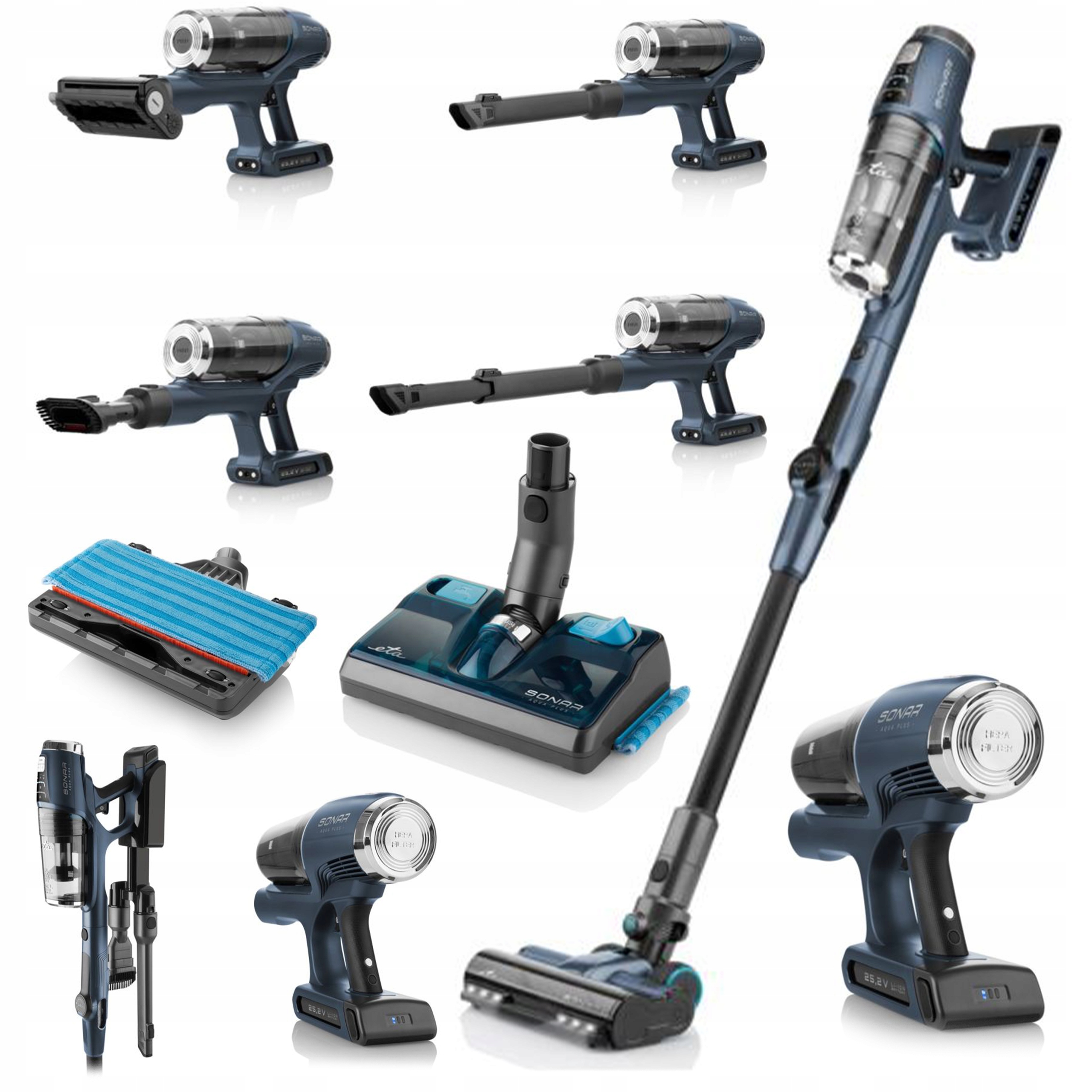 Vysavač tyčový a ruční vysavač 3v1 s Podsvícením Eta Sonar Aqua+