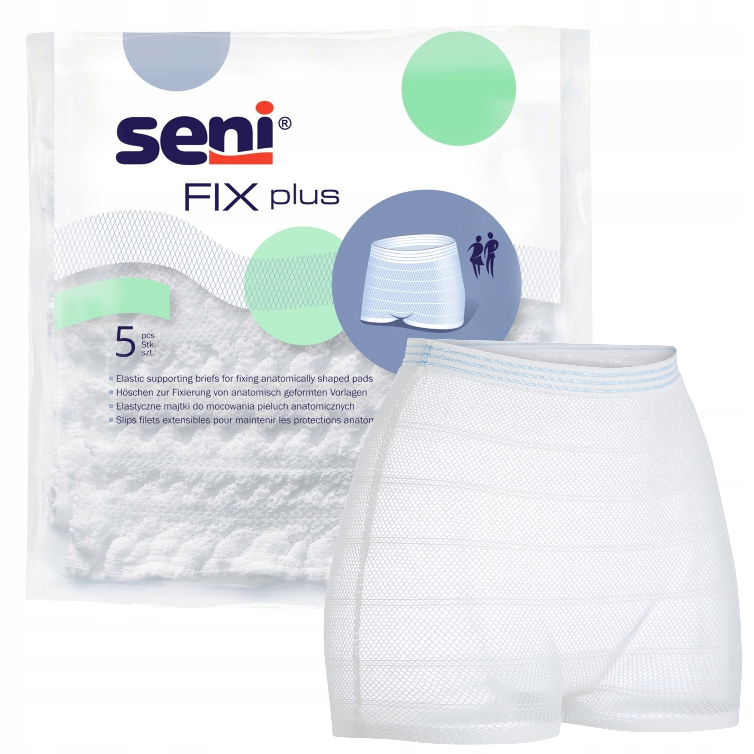 SENI FIX PLUS MAJTKI SIATKOWE WIELORAZOWE M 5SZT MOCUJĄCE DO PIELUCH