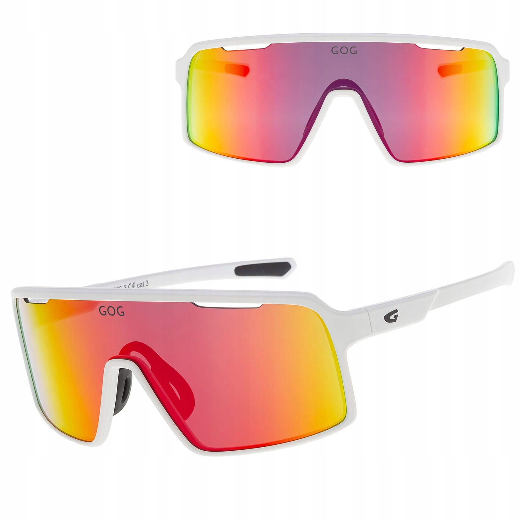 Sportovní zrcadlové sluneční brýle na kolo Gog, bílé