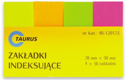 

Zakładki indeksujące papierowe 20mmx50mm 4x50 szt.