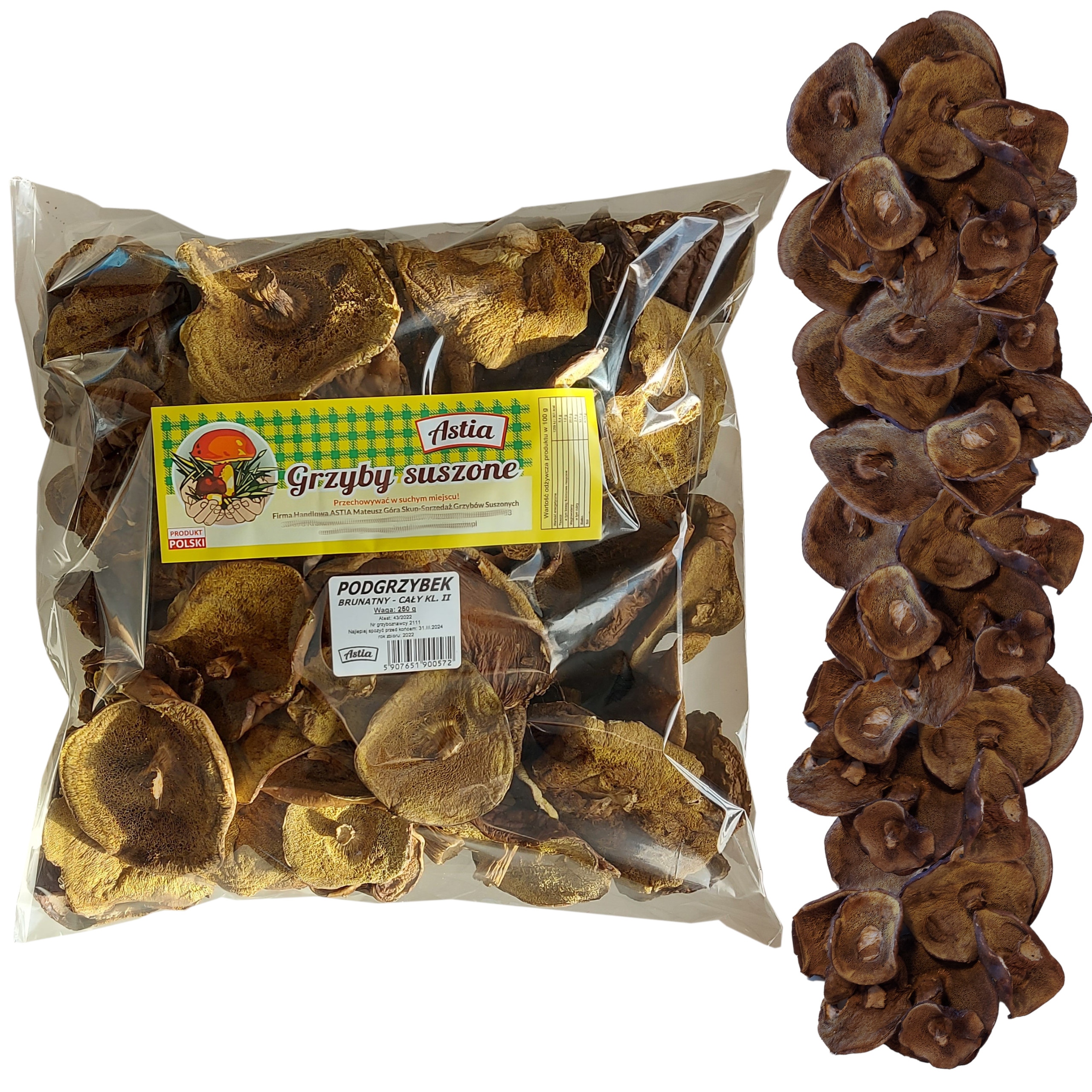 Podhoubí sušené klobouky 250g sušené houby polské Atest 2025