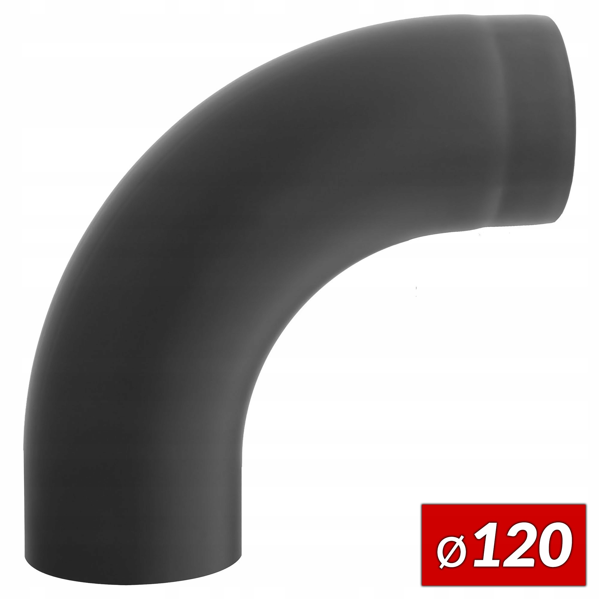 Koleno ohýbané z černého plechu 2 mm nízké 90° Darco 120 mm