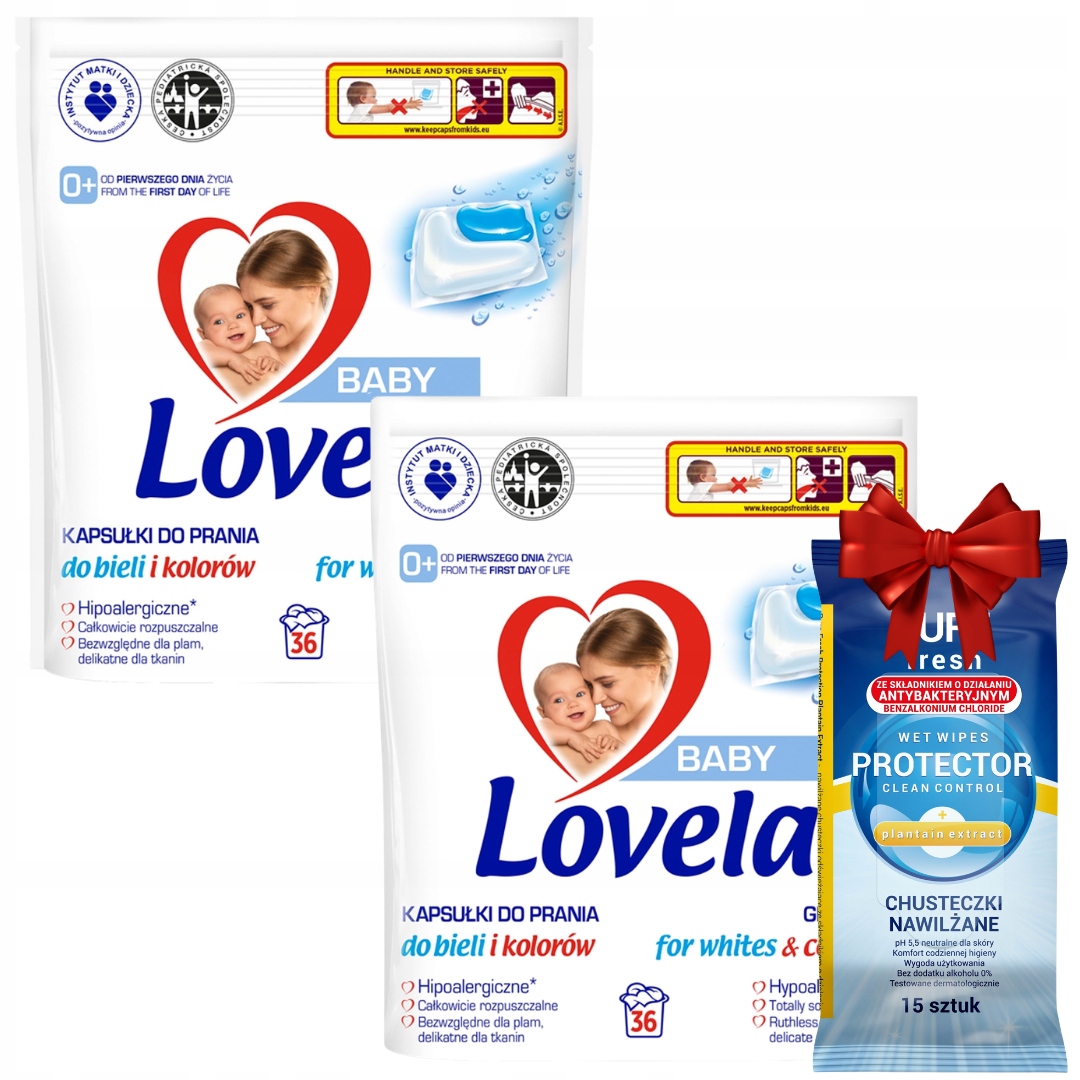 Lovela Baby Kapsle na praní bílého prádla a barev 36 ks x2 Dárek