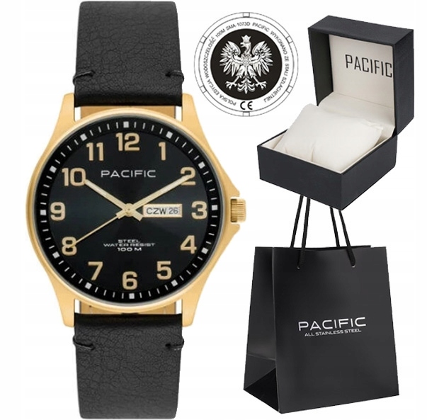 Pánské hodinky Pacific SMA-1073D-06 S Datumovkou, Kožený Pásek Box