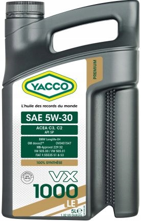 Yacco VX 1000 Le 5W30 Olej silnikowy 5L