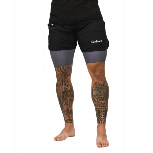 Męskie Szorty Spodenki 2IN1 Black Grey Na Siłownię I Trening GymBeam XXL