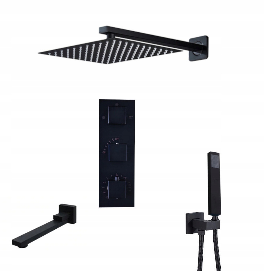 Podomietkový Set Termostat Výtok Čierny Matný 30 CM