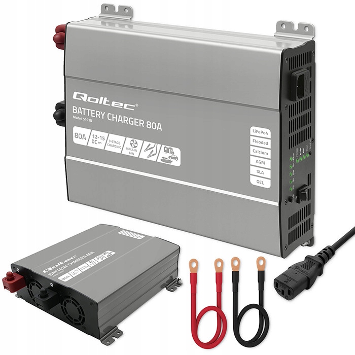 Inteligentný usmerňovač Nabíjačka 12V 80A LiFePO4 Agm Gel Sla Qoltec Rýchla