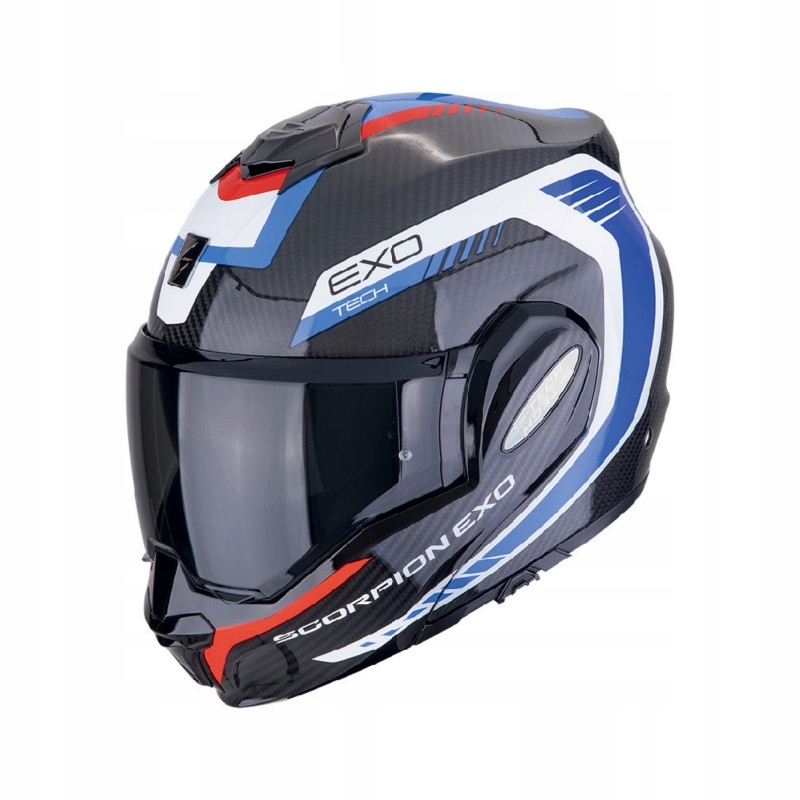 Scorpion Čeľusťová Prilba (čeľusť Dozadu) Exo-tech Carbon Cosy Black/blue/r