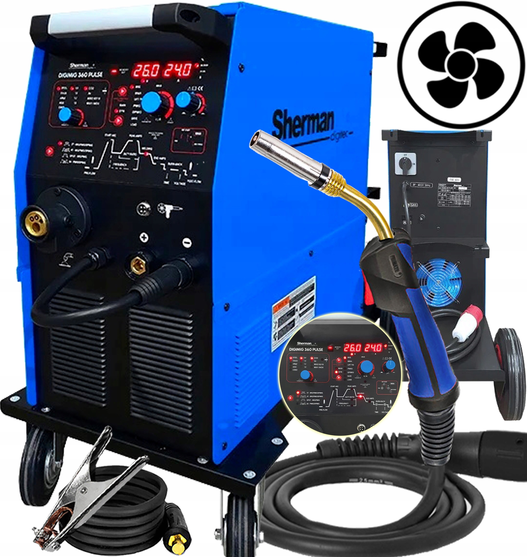 Synergická Invertorová Svářečka S Poloautomatem Sherman Digimig 360 Pulse 400V