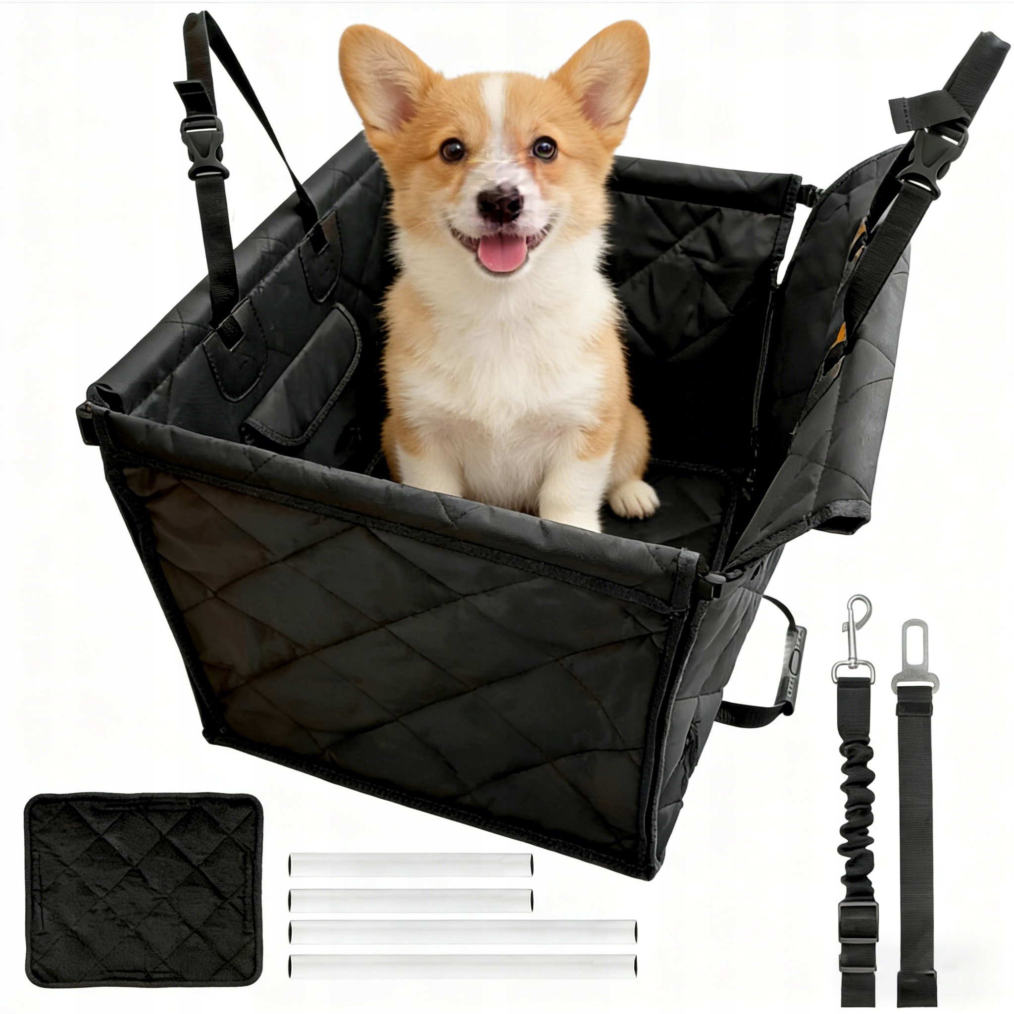 Levně Podložka Do Auta Pro Psa, Potah Na Sedadlo, Velká, Přepravka Na Sedadlo, Autopotah 44 x 32 x 20 cm, černá