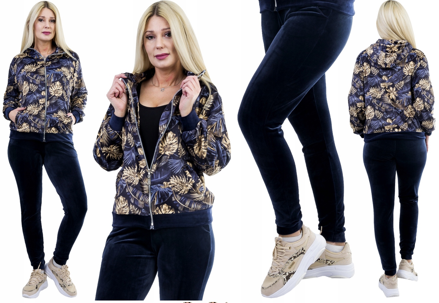 WELUROWY DRES Z KAPTUREM roz. 40 Marka inna