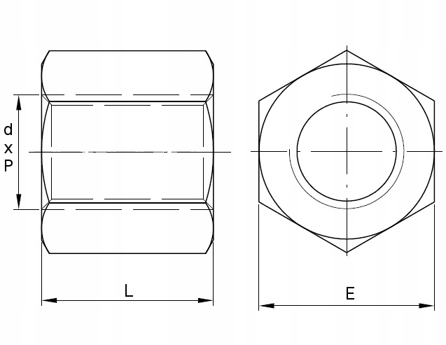 Nakrętka trapezowa stalowa sześciokątna 24x5 Model NTRSS24X5P