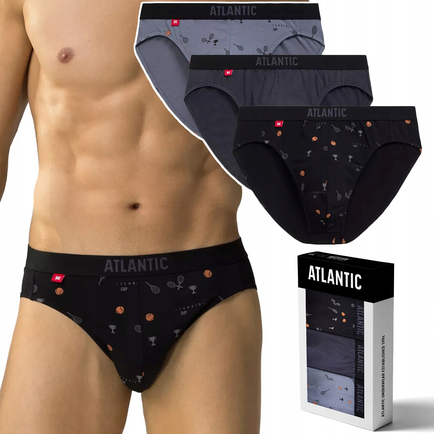 Pánské bavlněné slipy 3 Páry přiléhavé Atlantic 3MP-171 XL