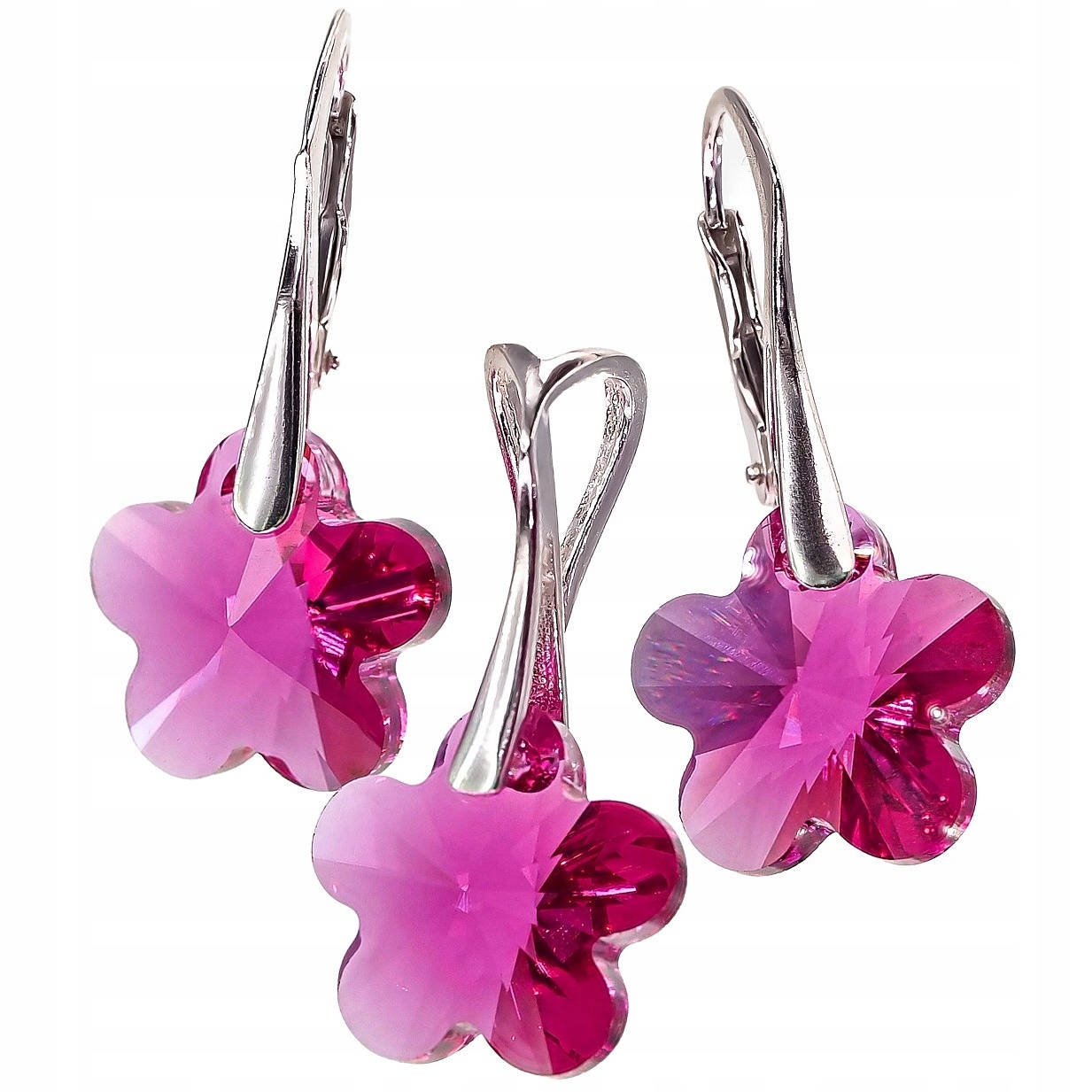 Krystaly Krásný komplet Stříbro Fuchsiová certifikace