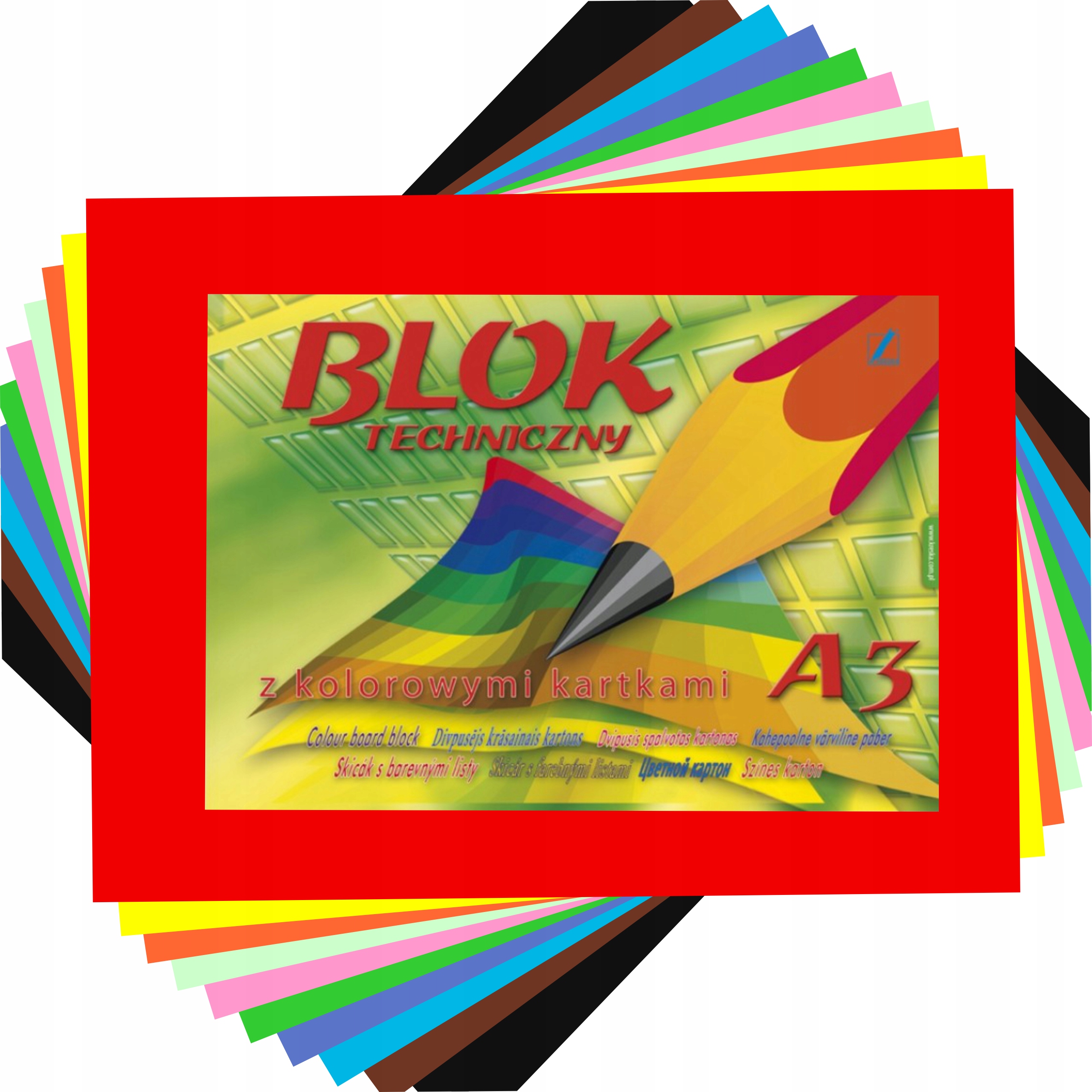 

Blok techniczny szkolny A3 kolorowy 10 kartek