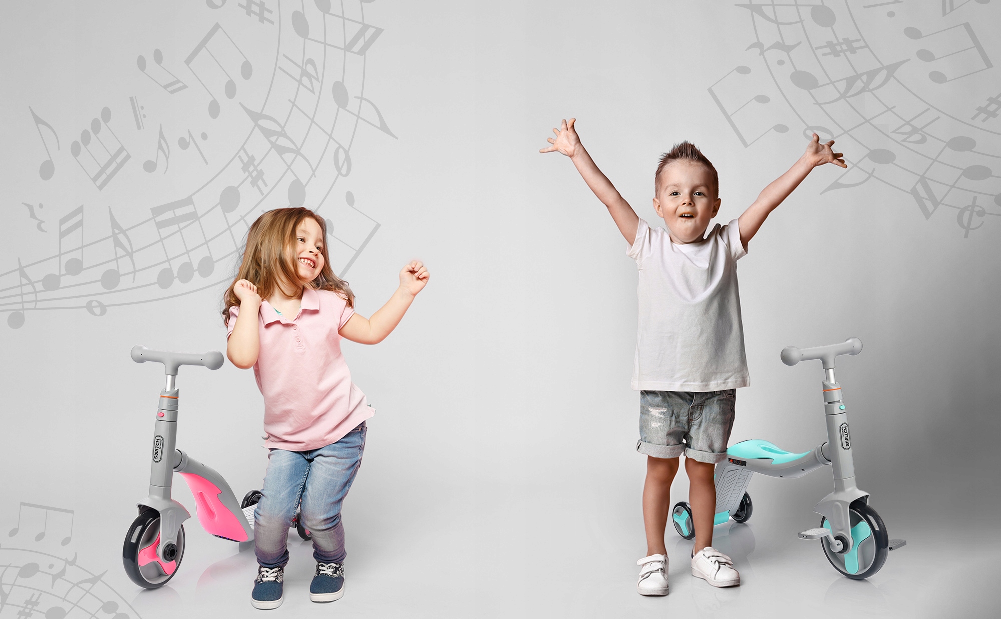 POJAZD ROWEREK HULAJNOGA METEOR SWITCH 3w1 grający Liczba kół 3