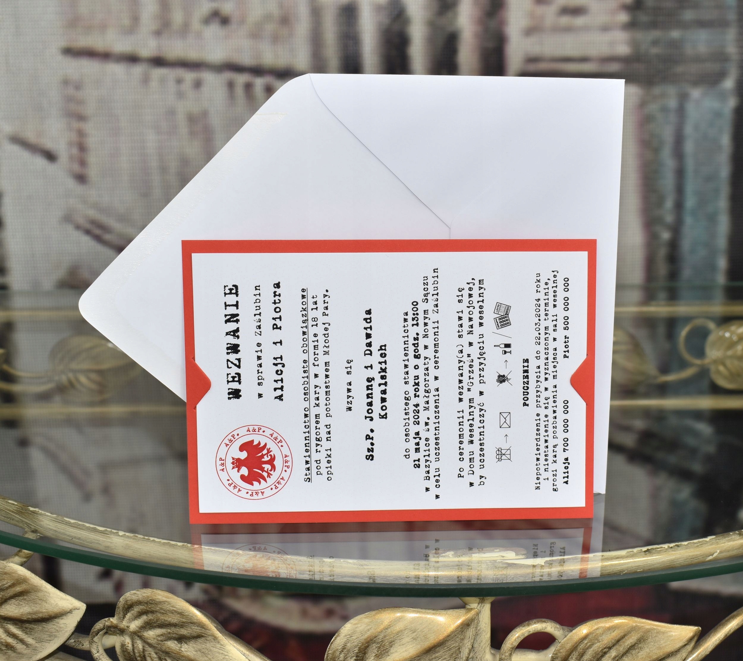 Zaproszenia Ślubne na Ślub z PERSONALIZACJĄ Wysokość produktu 165 cm