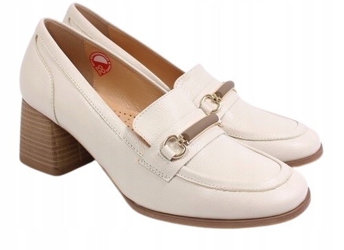 Béžové dámské polobotky na podpatku s ozdobnou podšívkou Aga 01437/2051 r38