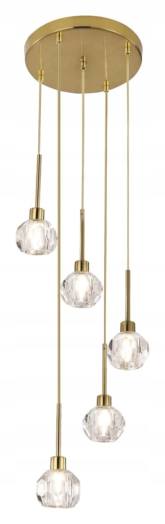 Závesná kaskádová lampa zlatá s krištáľovými tienidlami okrúhla glamour Rabalux