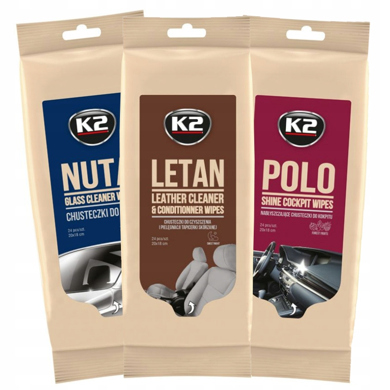 

K2 Zestaw chusteczek do wnętrza auta (połysk)