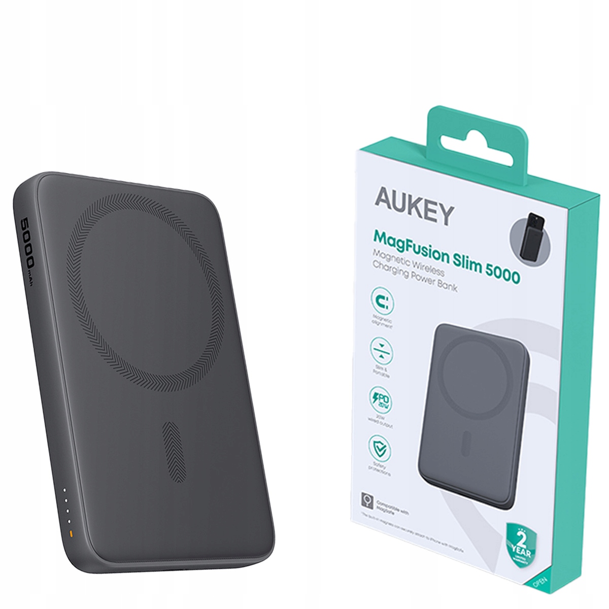 Powerbanka 5000mAh Aukey MagFusion PB-MS03 Usb-c MagSafe 20 W bezdrátová