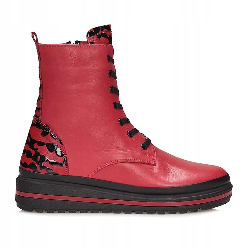 Kožené Kotníkové Boty na zip pro ženy Manitu 990149-04, červené