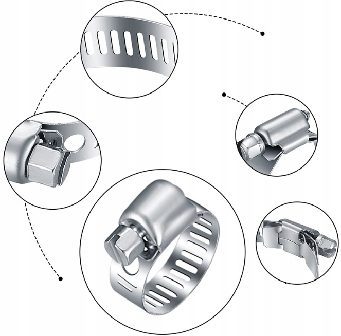 METALOWE OPASKI ZACISKOWE STALOWE ZESTAW OPASEK ZACISKOWYCH ŚLIMAKOWYCH 16 EAN (GTIN) 5906716209100