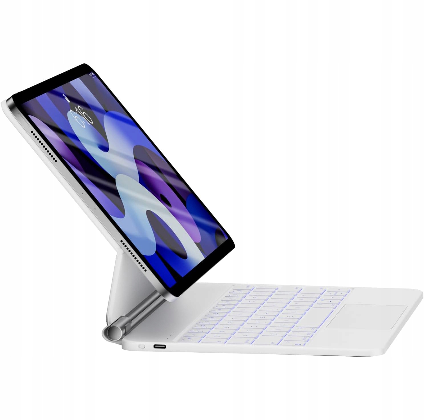 Pouzdro s klávesnicí Hou pro iPad Air 11 palců, magic keyboard stojan, Azerty, bílé