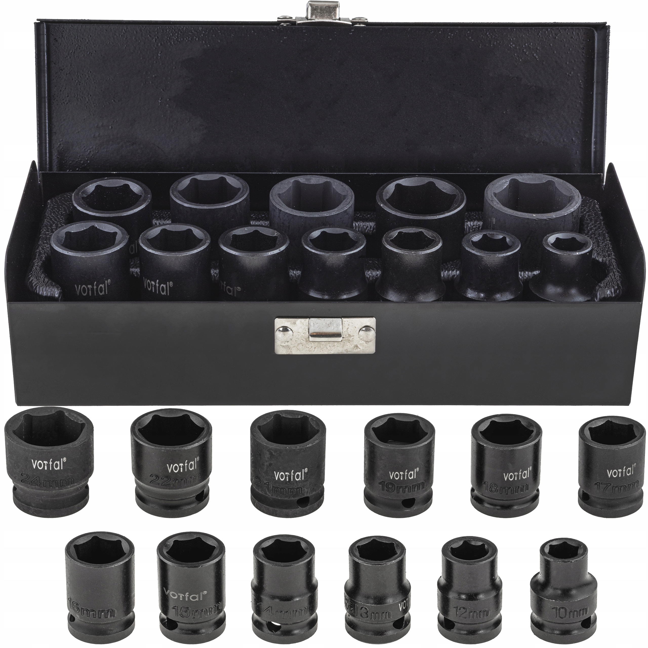 Nasadeki Udarowych 10-24 MM Zestaw Nasadek Udarowe 1/2 Walizka Cr-mo