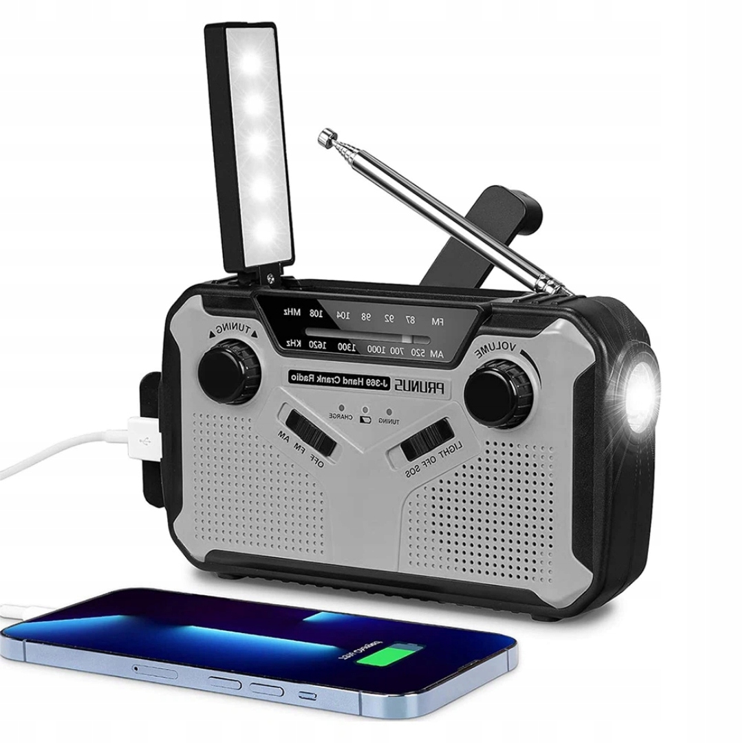 Přenosné Solární Rádio Klika Alarm Dynamo Nouzová Svítilna 4 Režimy 2500MAH