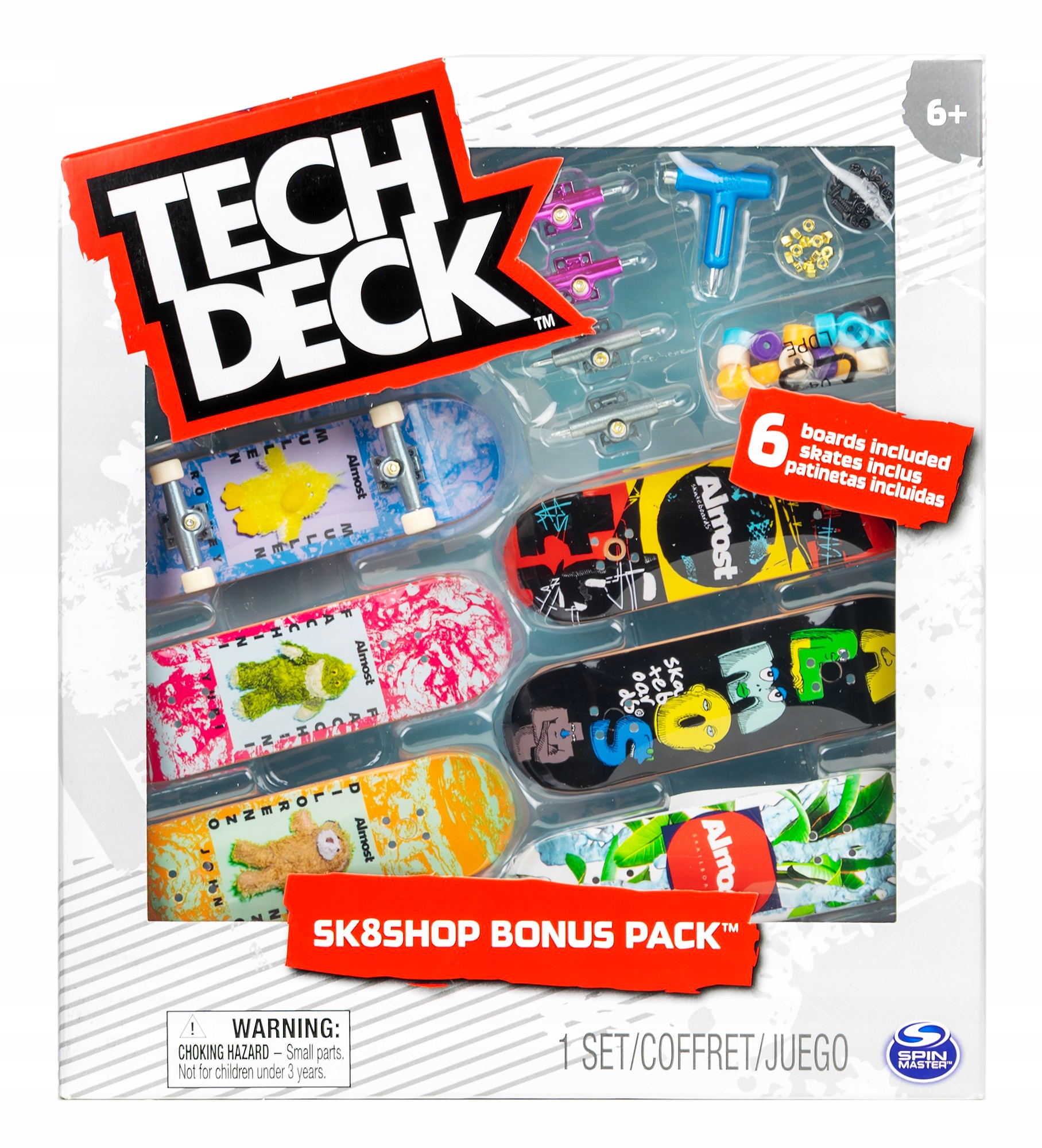 Tech Deck Zestaw SK8SHOP 6 Deskorolek Bonus Pack Almost Akcesoria