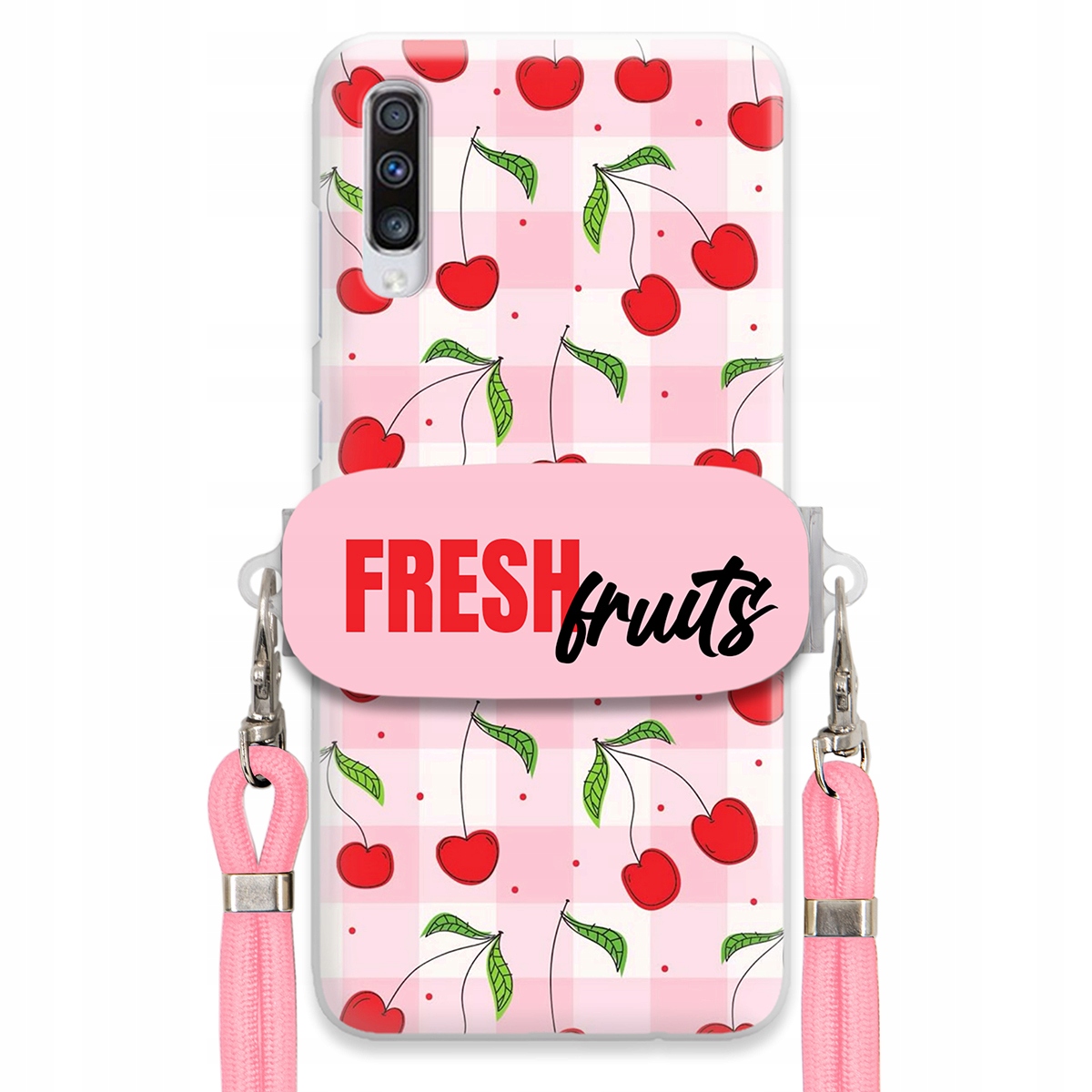 Puzdro pre Samsung A70s Case držiak šnúrok ruží Fresh Fruits Mriežka Ovocie