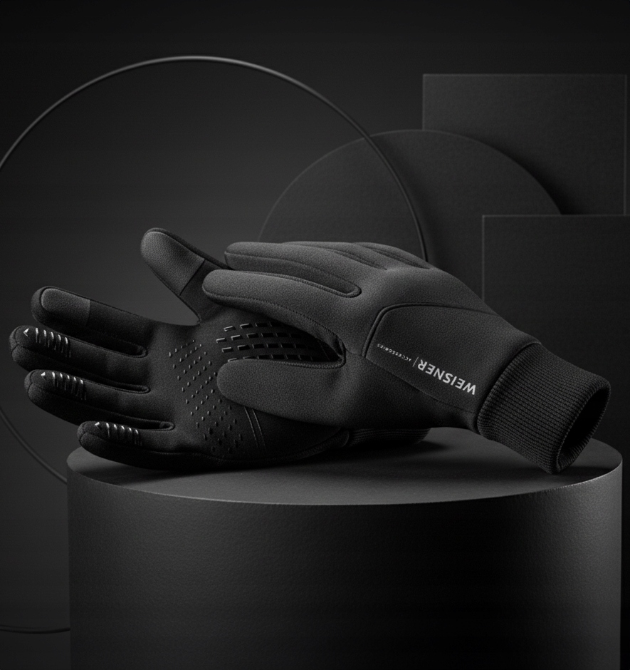 WEISNER GO | ЧОЛОВІЧІ ЧОРНІ РУКАВИЧКИ ЗИМОВІ ВЕЛОСИПЕДНІ ПРОТИКОВЗКІ ВЕЛОСИПЕДНІ