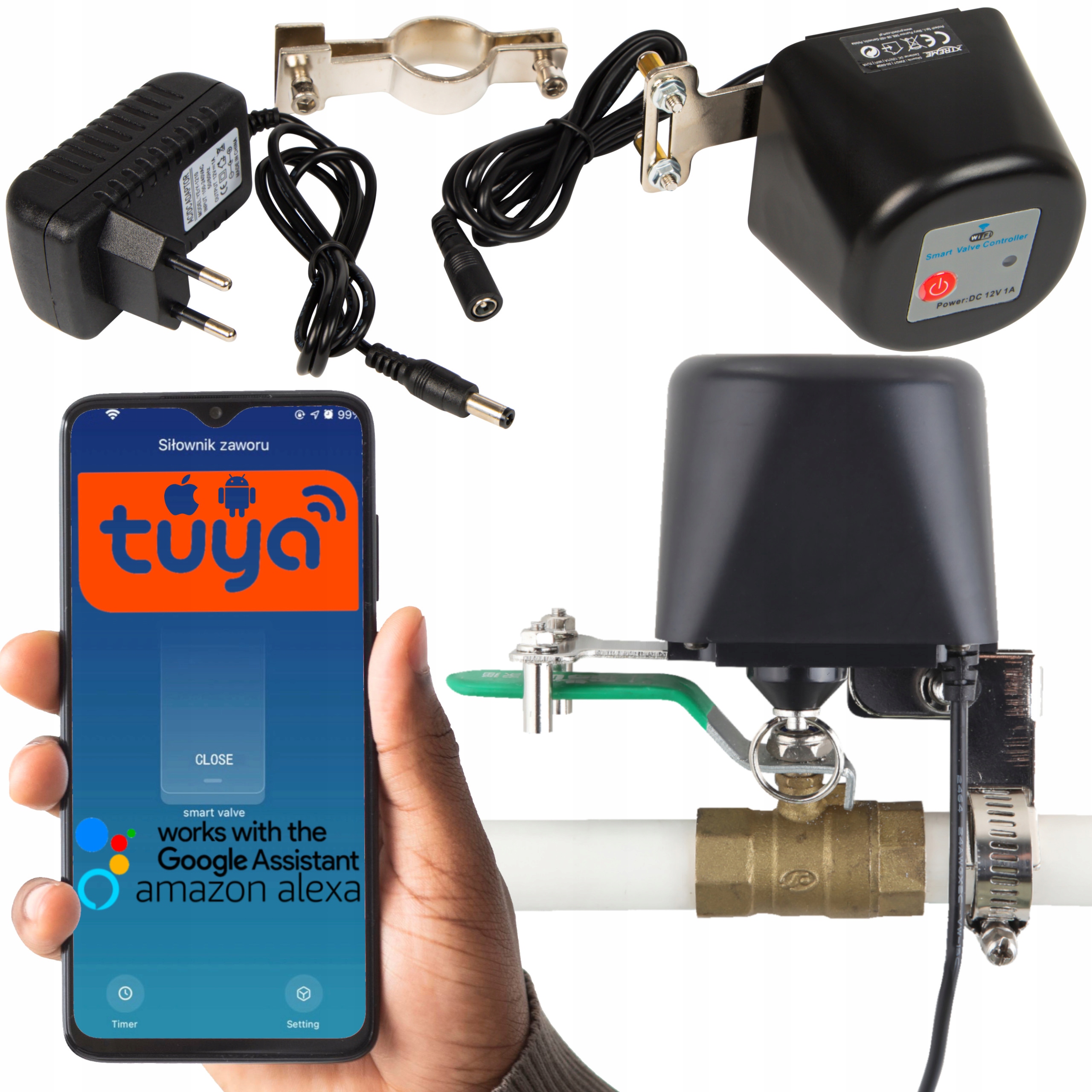 

Sterownik siłownik zawór gazu wody Tuya Smart WiFi