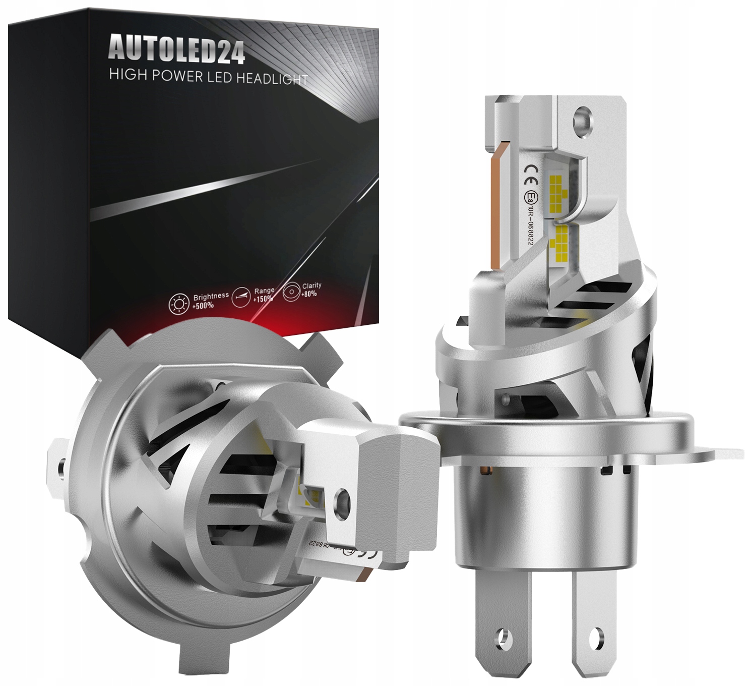 Led žárovky H4 Motorhook Homologace E8 Ultra Maxx Výkon 100W Retrify Canbus