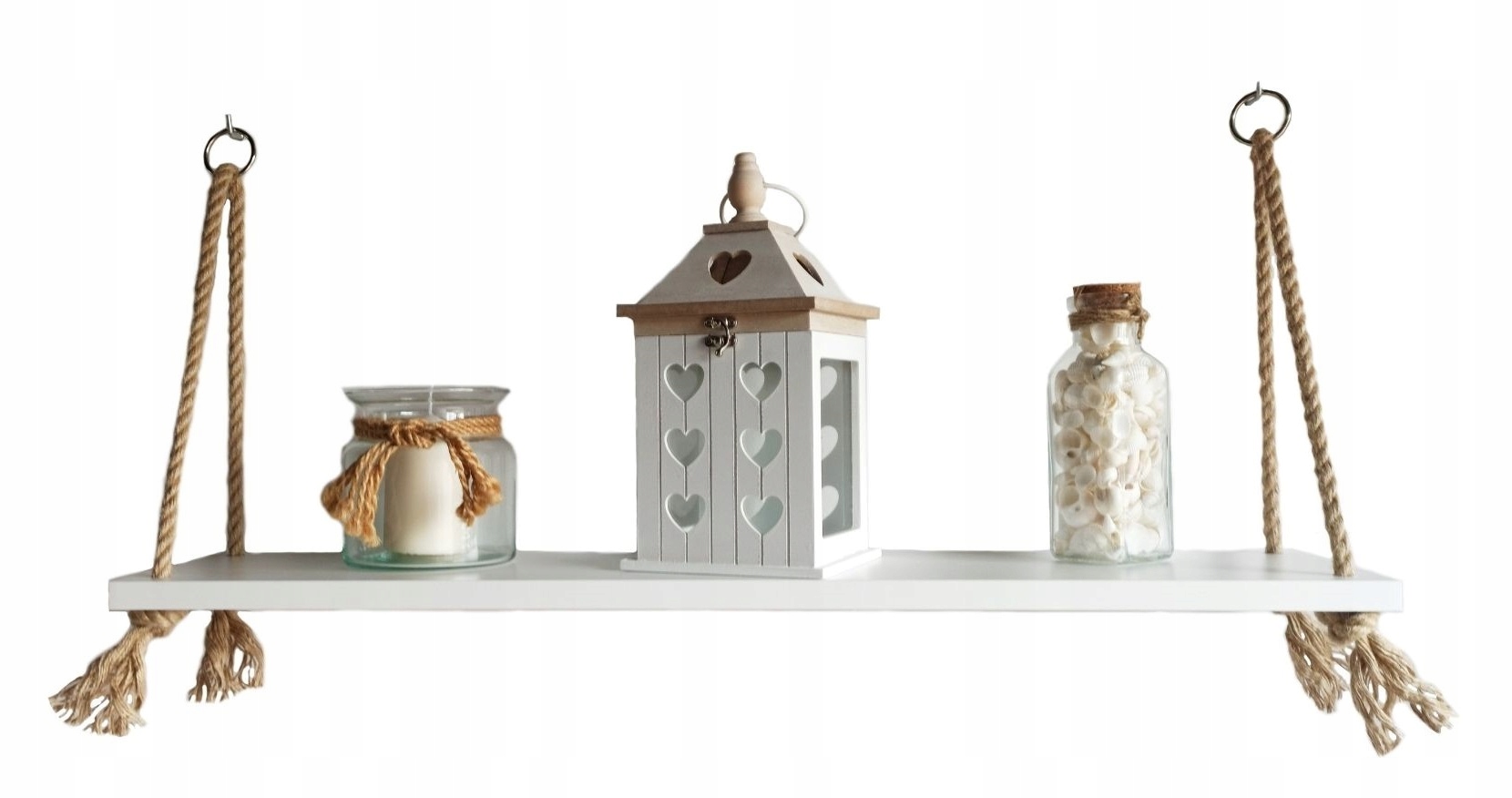 Półka wisząca na linach boho skandynawski 80cm