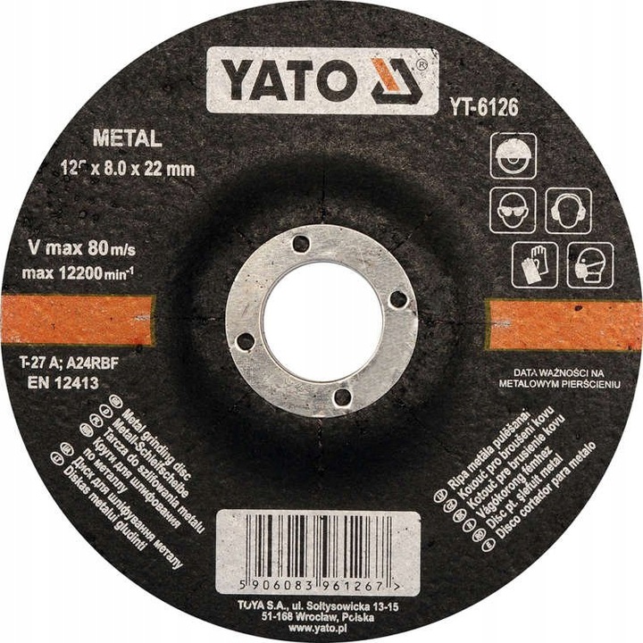 

Tarcza do szlifowania metalu 125x8 mm Yato YT-6126