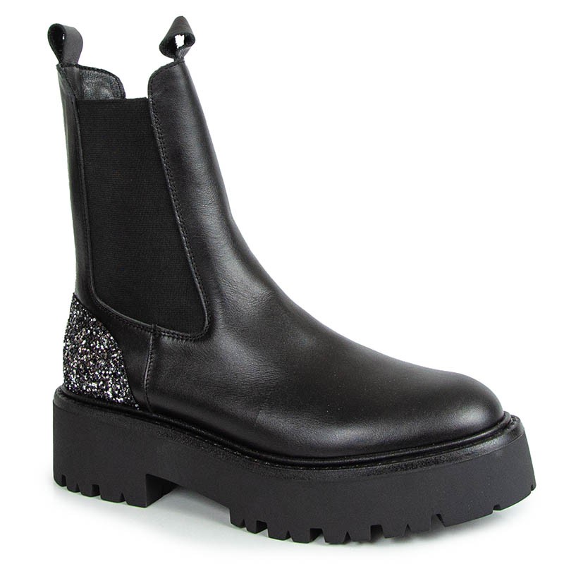 Chebello 4560 Černé Kožené Kotníkové Boty 40