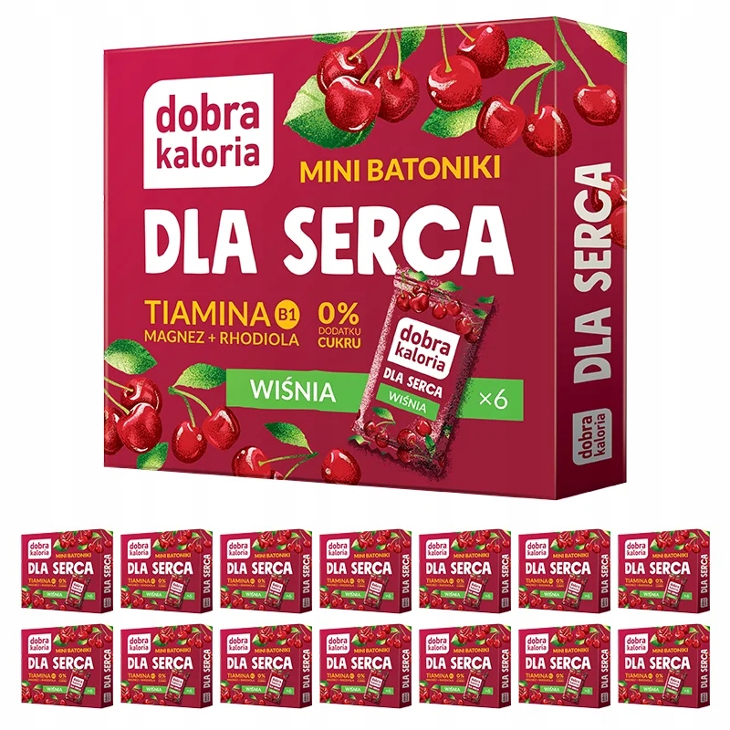 Zestaw Zdrowe Mini Batoniki Dla Serca Dobra Kaloria Wiśniowe 0 cukru 14 Szt