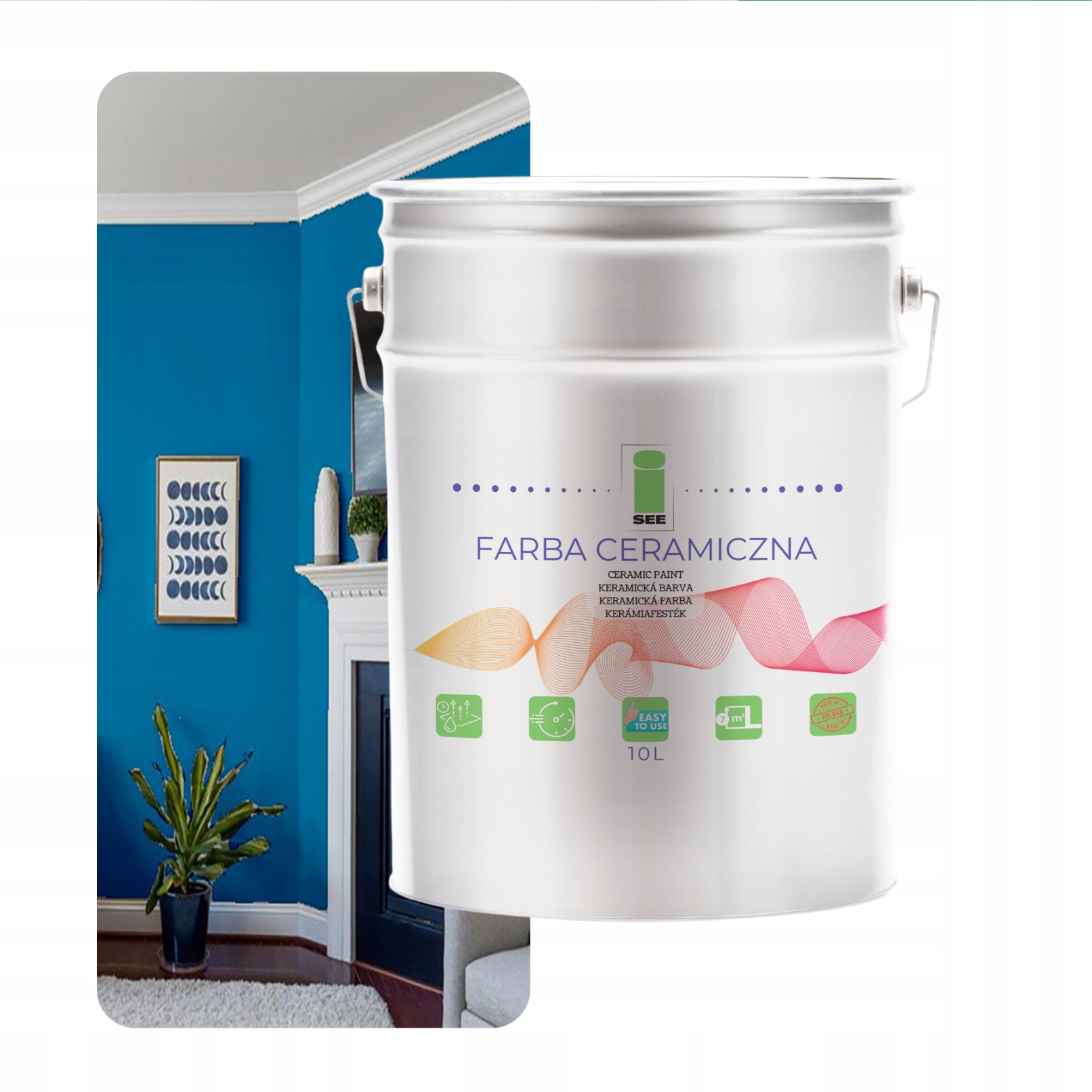 Keramická Farba Na Steny Umývateľná, Modrá, 10 L, Odolná Voči Škvrnám