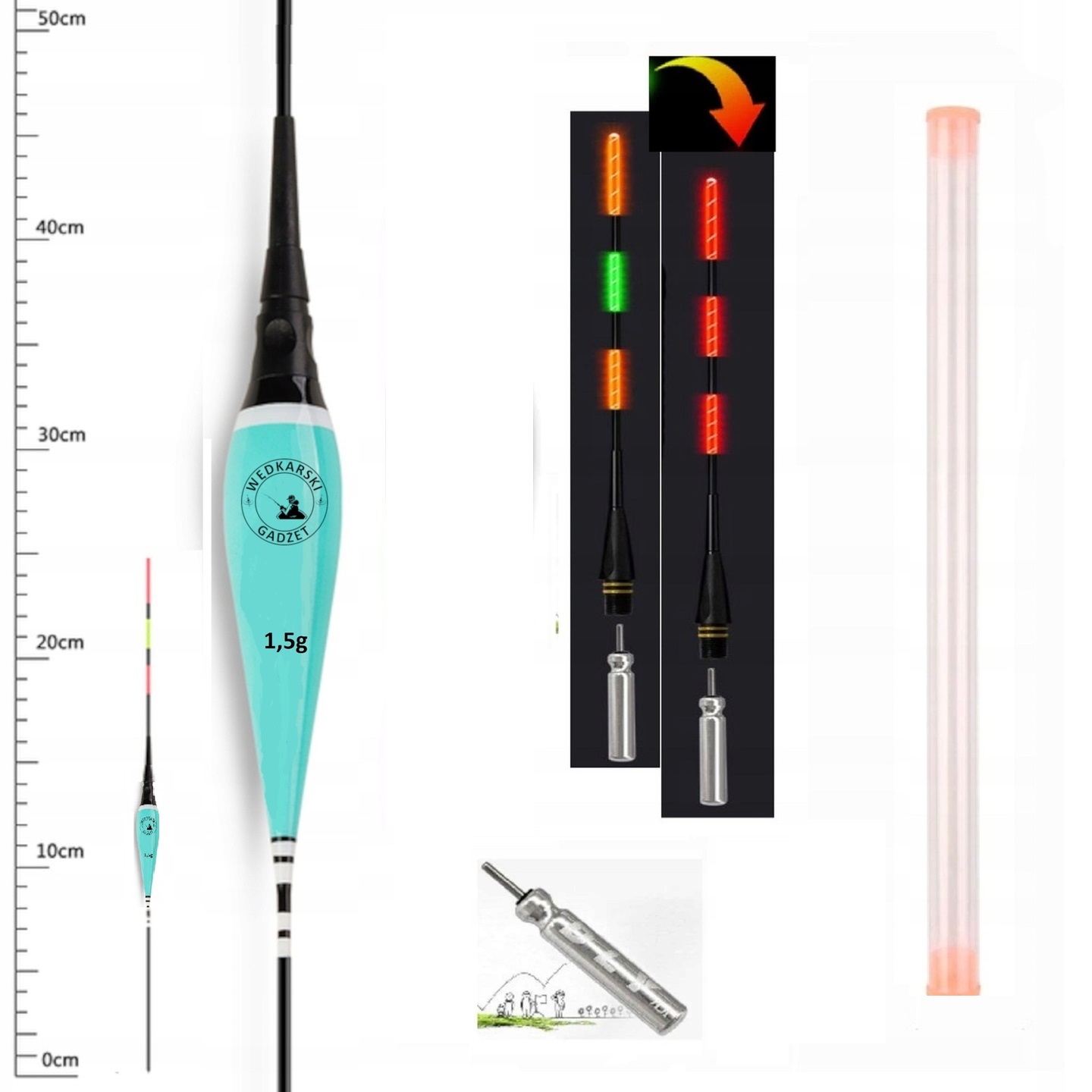 Spławik 1.5g 24 cm Zmiana Koloru Bateria Tuba
