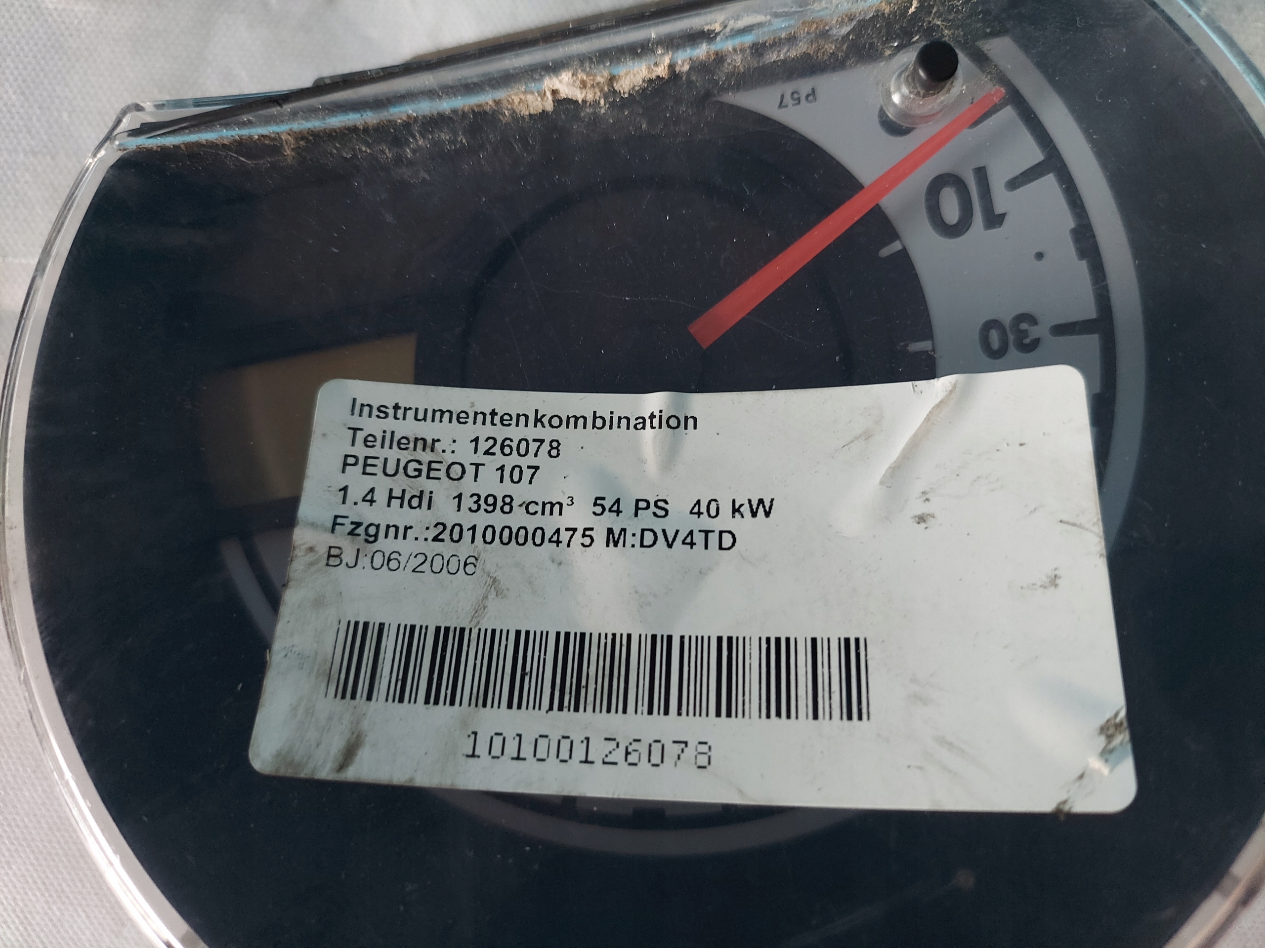 dials clock PEUGEOT 107 1.4 HDI 83800-0H031
