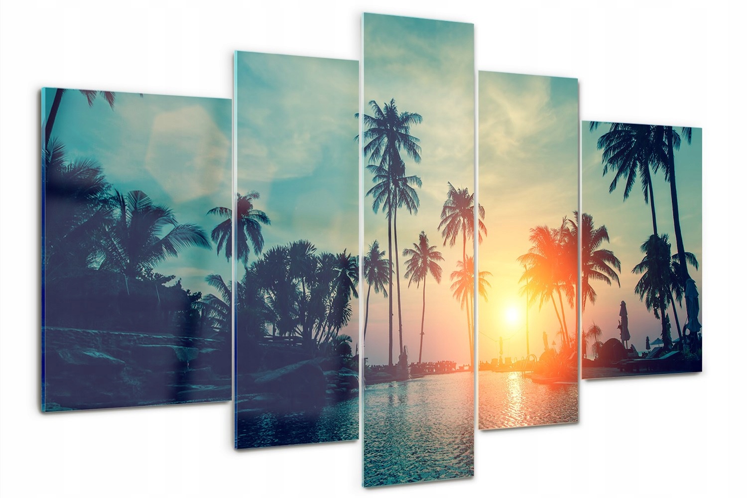 Obraz plexi triptych fotografie Západ slunce palmy