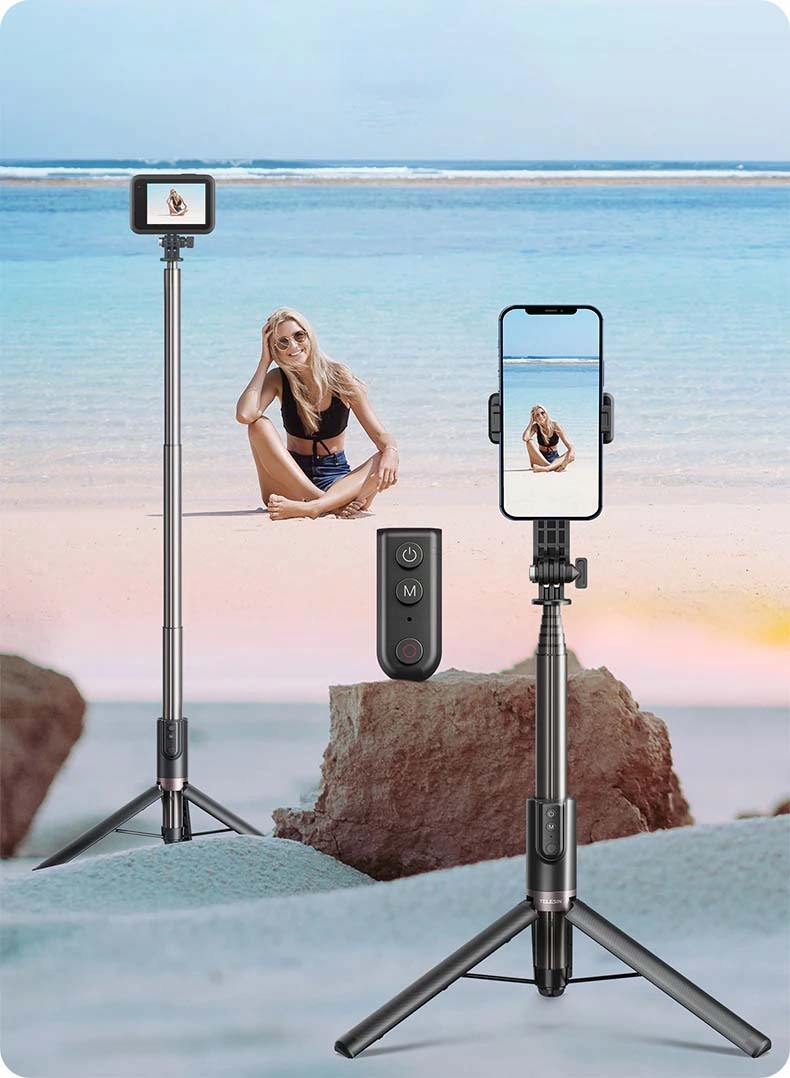 SELFIE Stick TELESIN ZE STATYWEM I PILOTEM BT 130 CM DO KAMER GOPRO 12 11 Obsługiwane systemy operacyjne Android