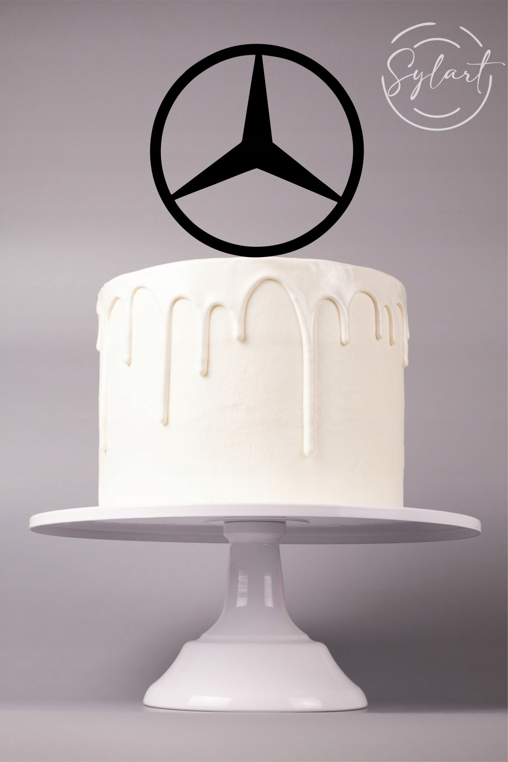 

Topper na tort mercedes logo czarny plexi