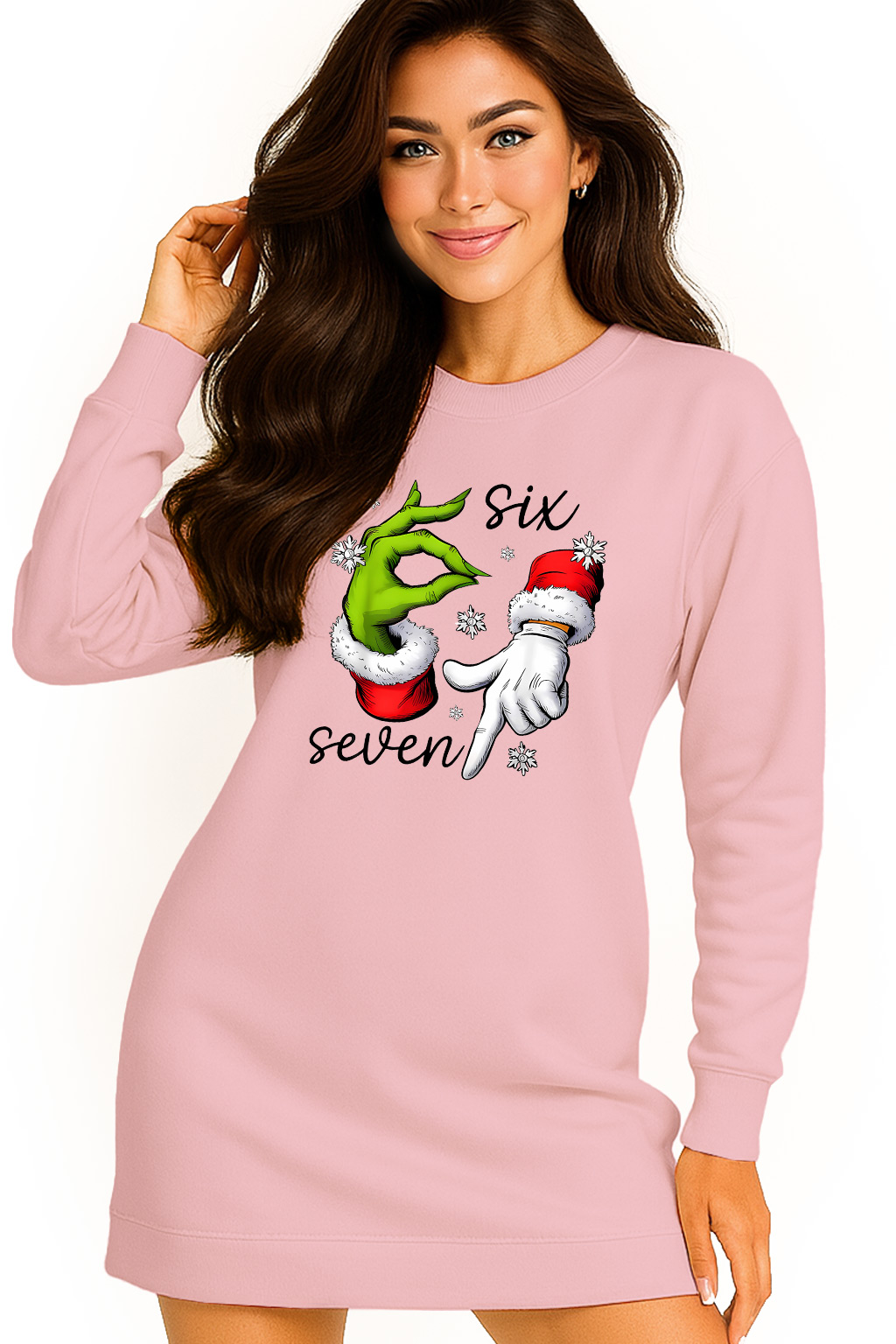 Mikina Vánoční Oversize Šaty Six Seven 67 Grinch Dárek L