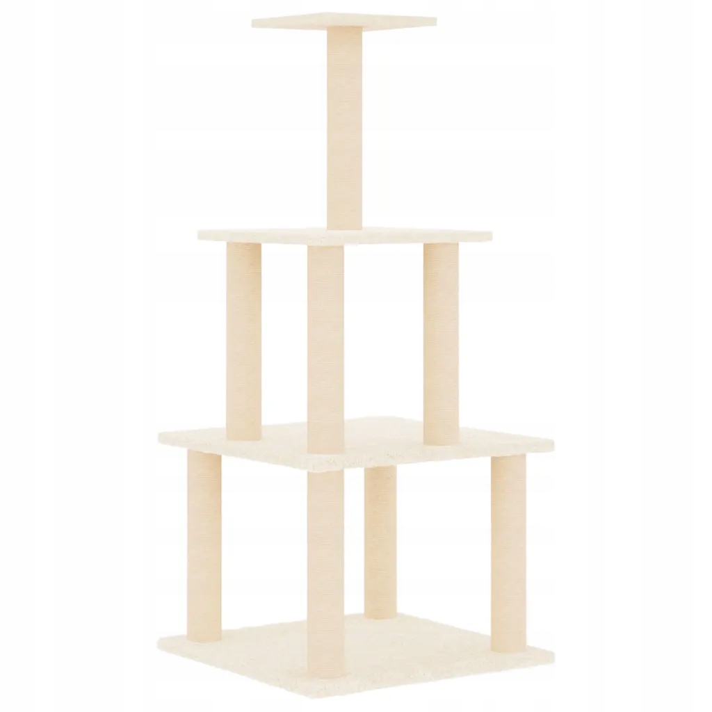 Levně Škrabadlo pro kočky sisalovými sloupky, krémové, 111 cm