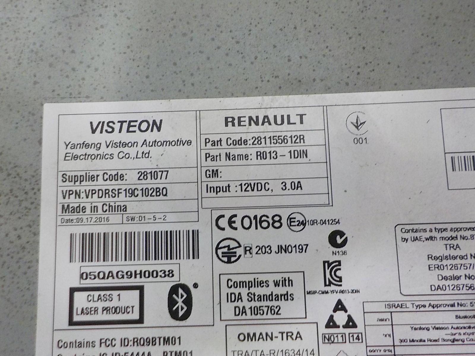 RENAULT MASTER III MOVANO B RADIO BLUETOOTH 281155612R